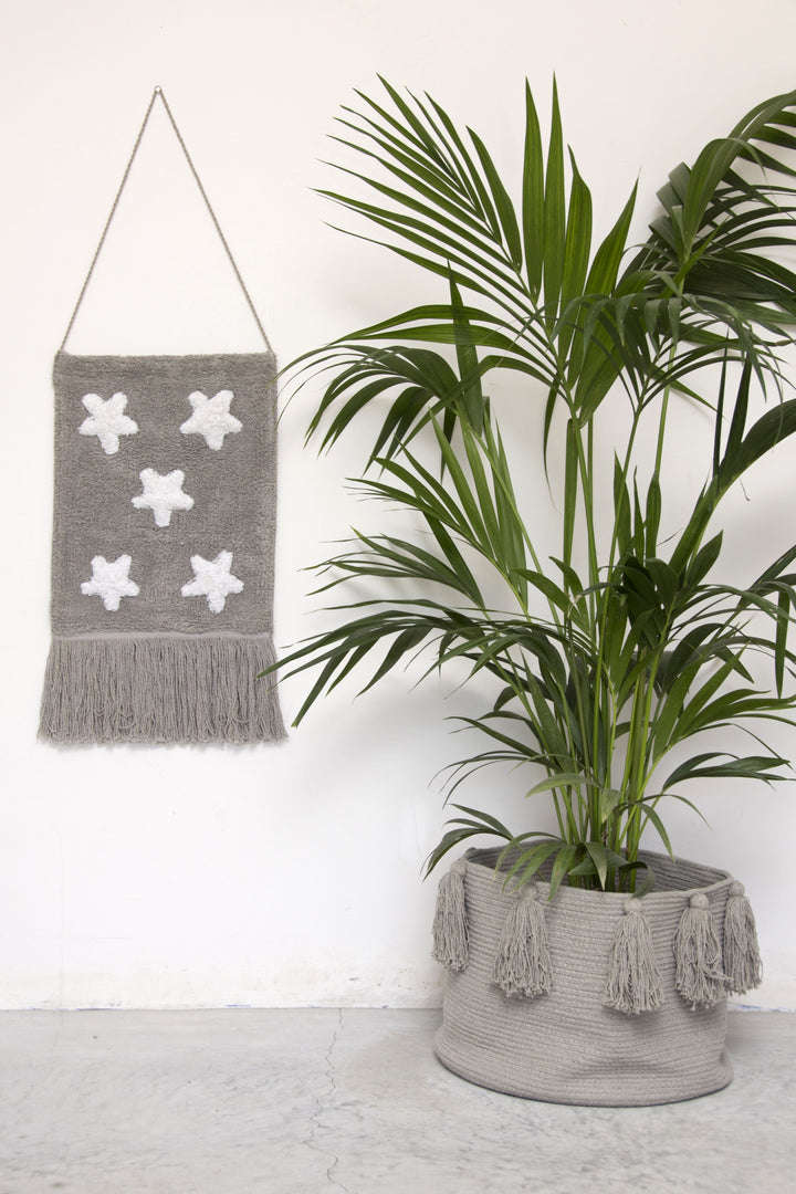 Tassels Basket in Light Grey design by Lorena Canals