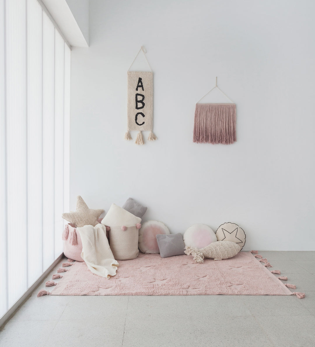 Tassels Basket in Vintage Nude design by Lorena Canals