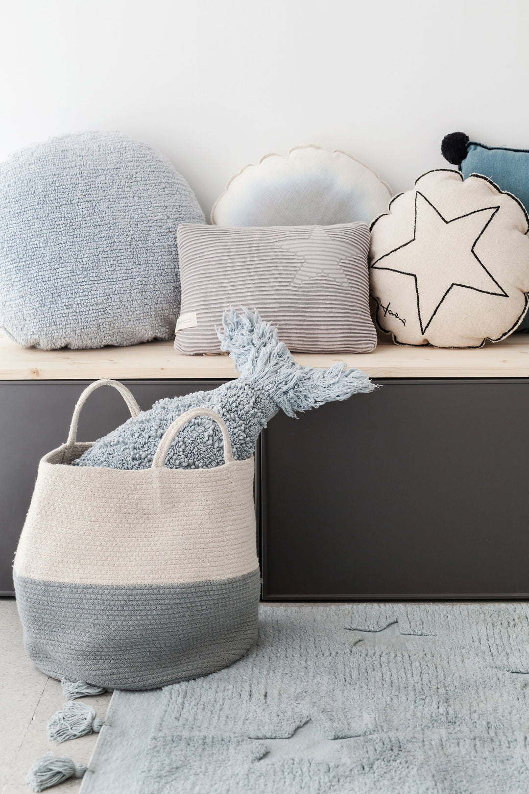 Zoco Basket in Vintage Blue & Natural design by Lorena Canals
