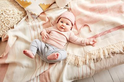 Baby Pantelho Blanket in Peach & Sage by Minna
