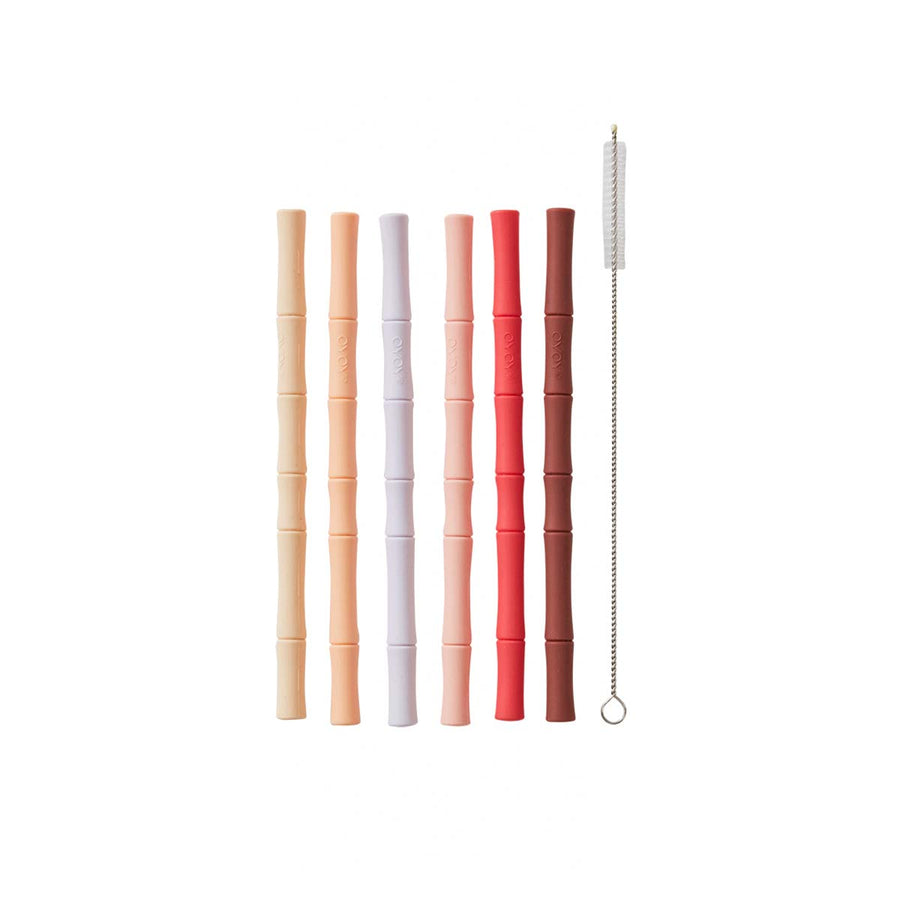 Bamboo Silicone Straw Pack Of 6 Cherry Red Vanilla Oyoy M107200 1