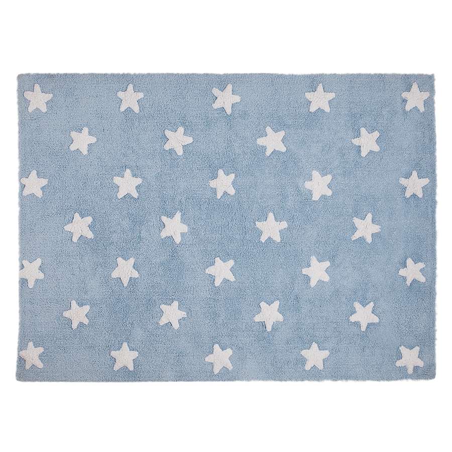 Stars Washable Rug In Blue White 1