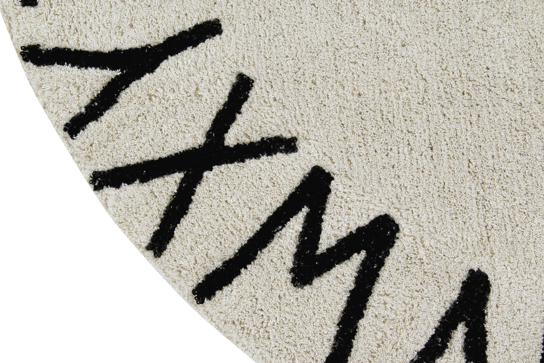 Round ABC Rug in Natural & Black design by Lorena Canals