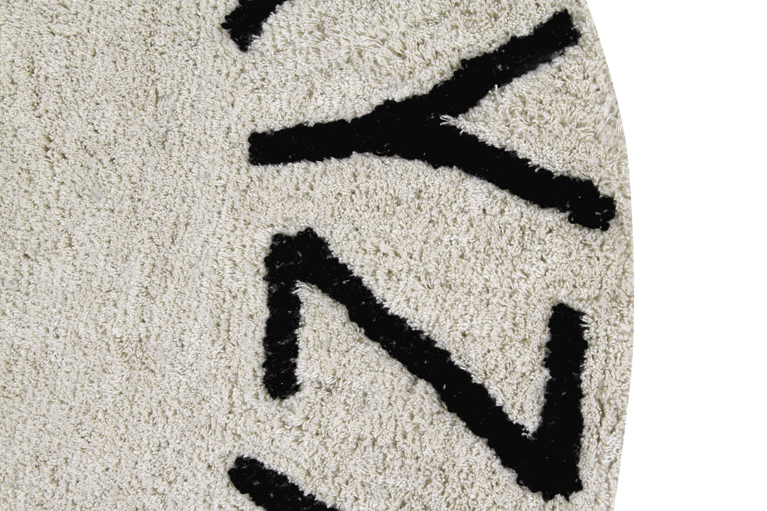 Round ABC Rug in Natural & Black design by Lorena Canals