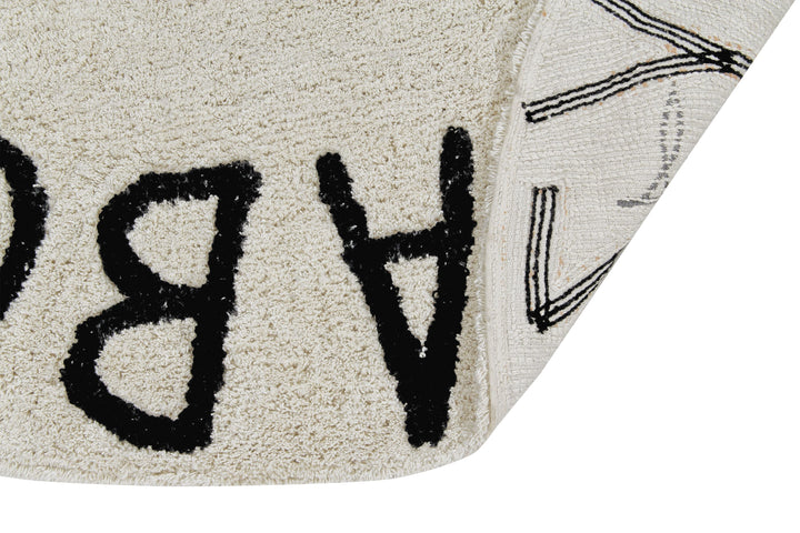 Round ABC Rug in Natural & Black design by Lorena Canals