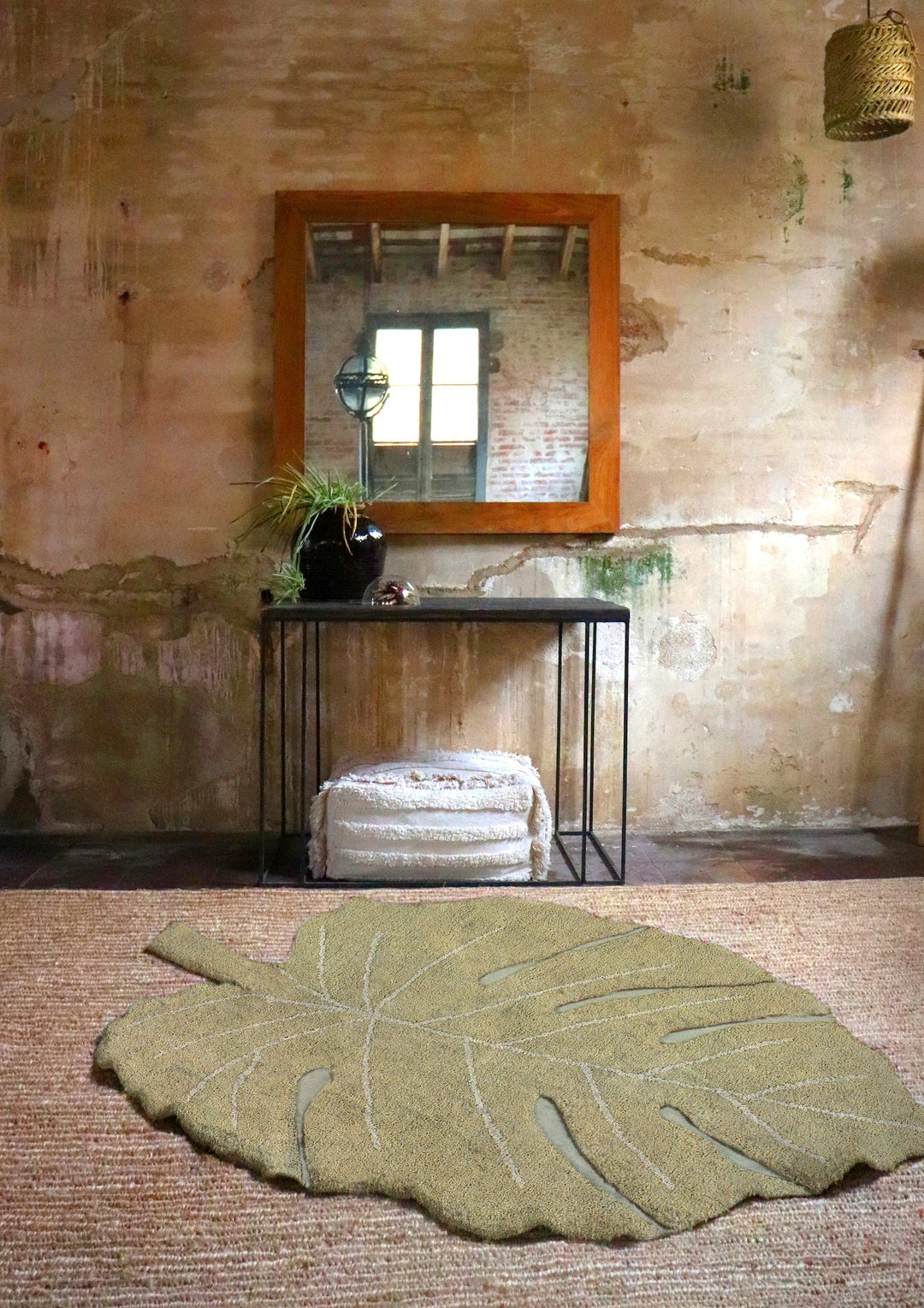 monstera olive washable rug by lorena canals c mon olv 8