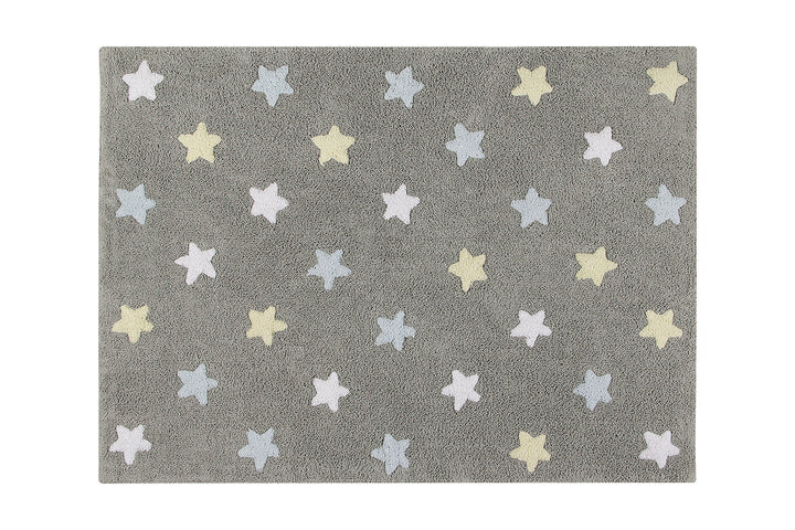 tricolor stars washable rug in grey blue 1