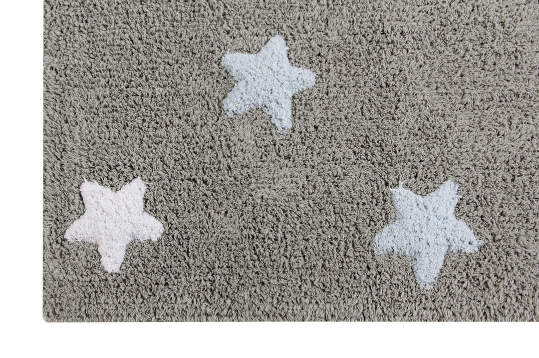 tricolor stars washable rug in grey blue 2