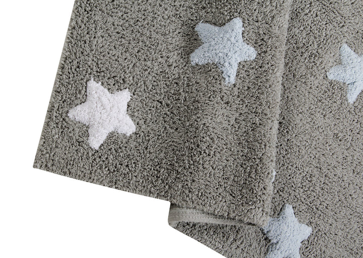 tricolor stars washable rug in grey blue 4