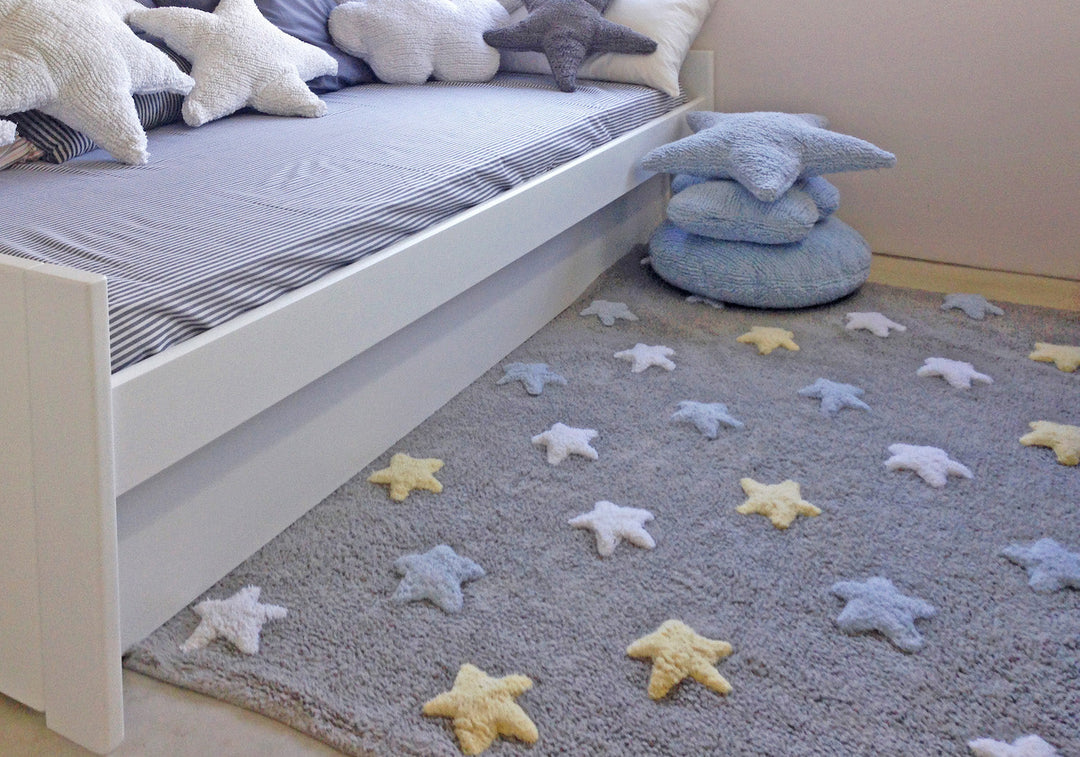 tricolor stars washable rug in grey blue 6