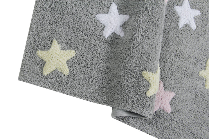 tricolor stars washable rug in grey blue 10