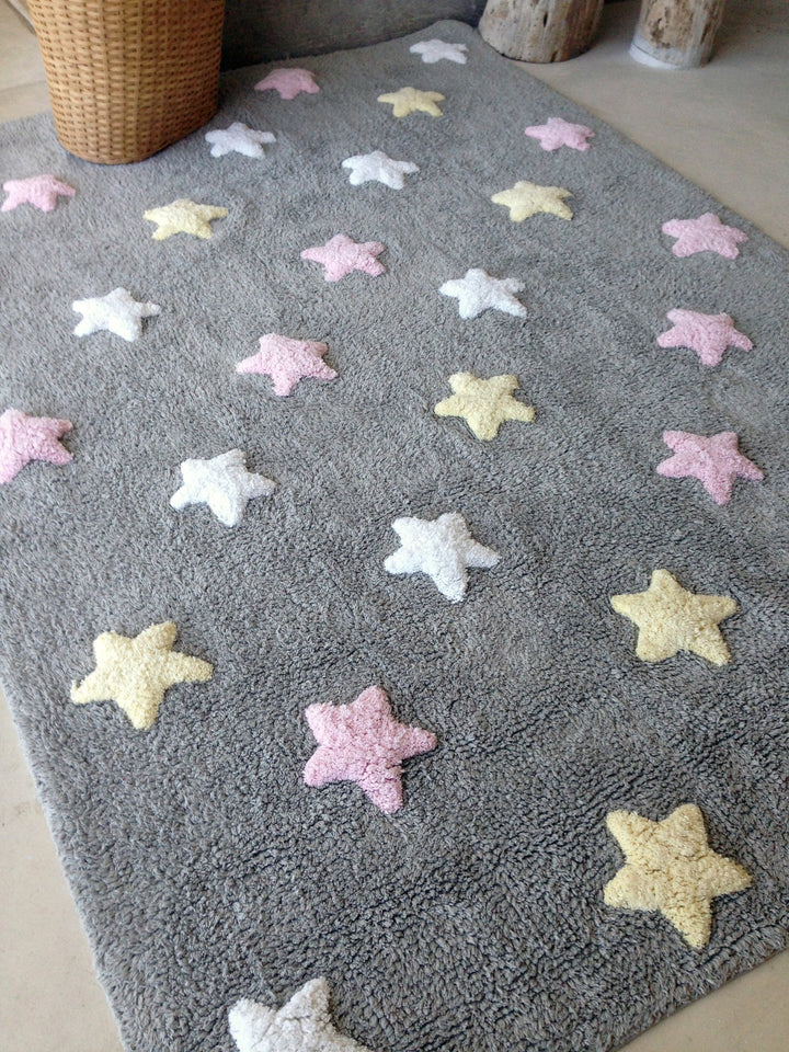 tricolor stars washable rug in grey blue 13