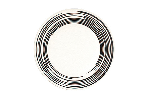 Salamanca Dinner Plate in Black & White Stripe design by Canvas