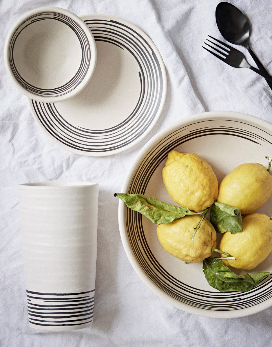 Salamanca Serving Bowl in Black & White Stripe design by Canvas