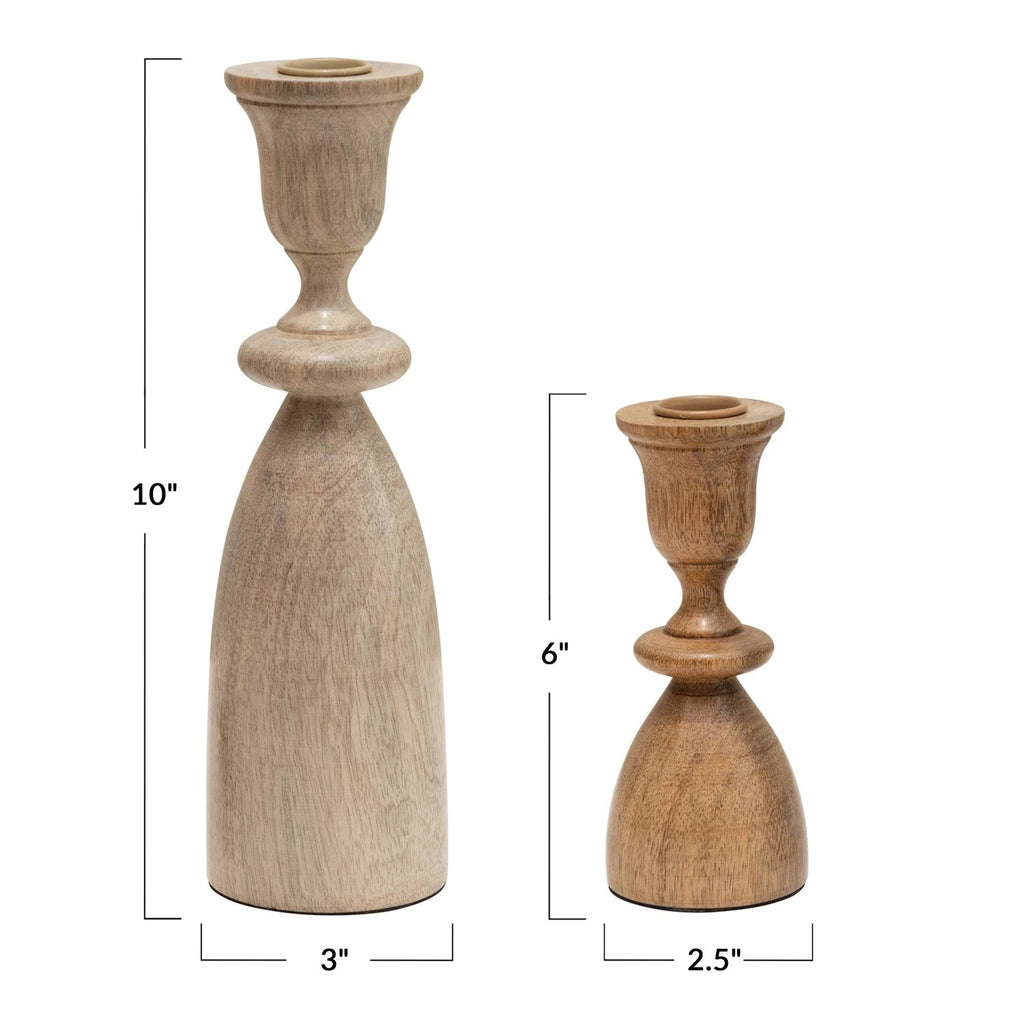 mango wood taper holders set of 2 by bd edition df3554 2