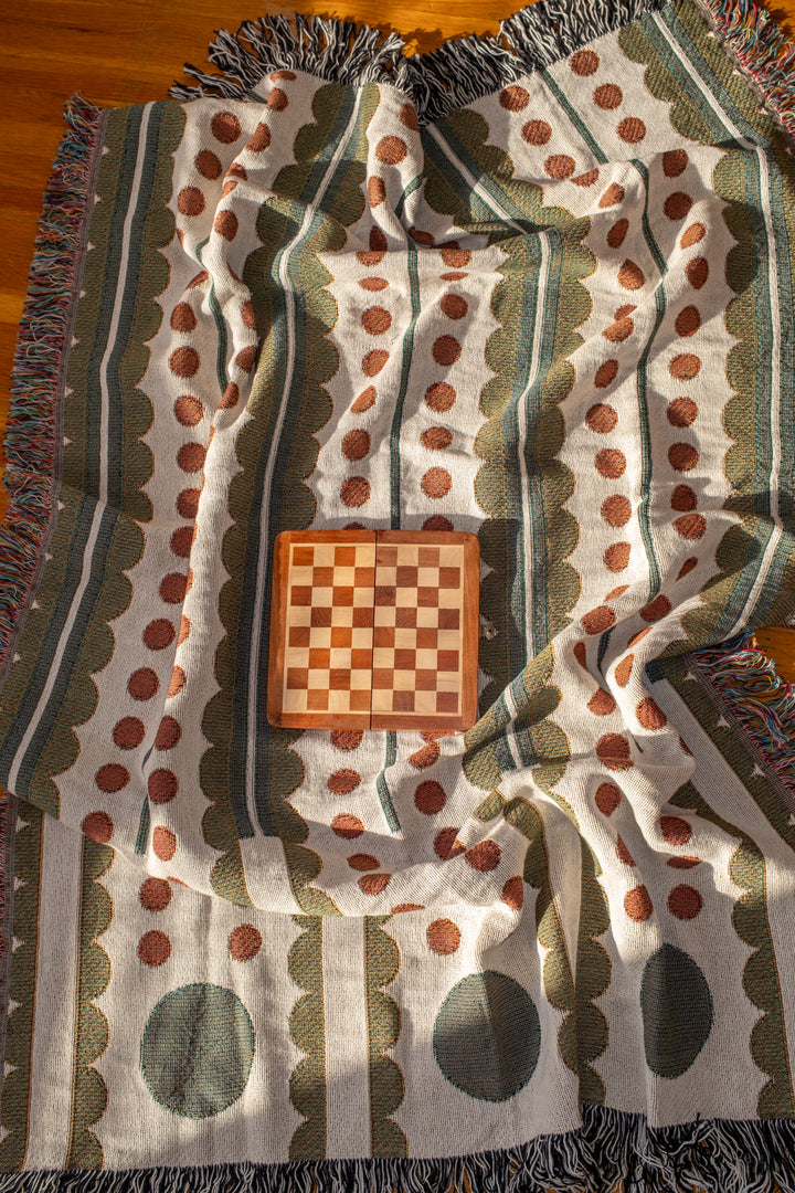 Olive Cranberry Woven Blankets