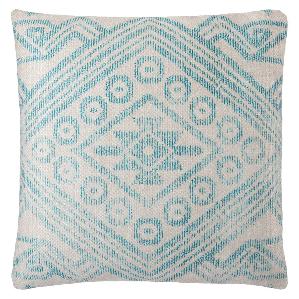 malae indoor outdoor tribal turquoise cream pillow by nikki chu 1