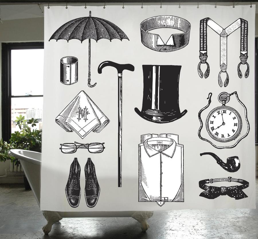 gentleman canvas shower curtain design by izola 1