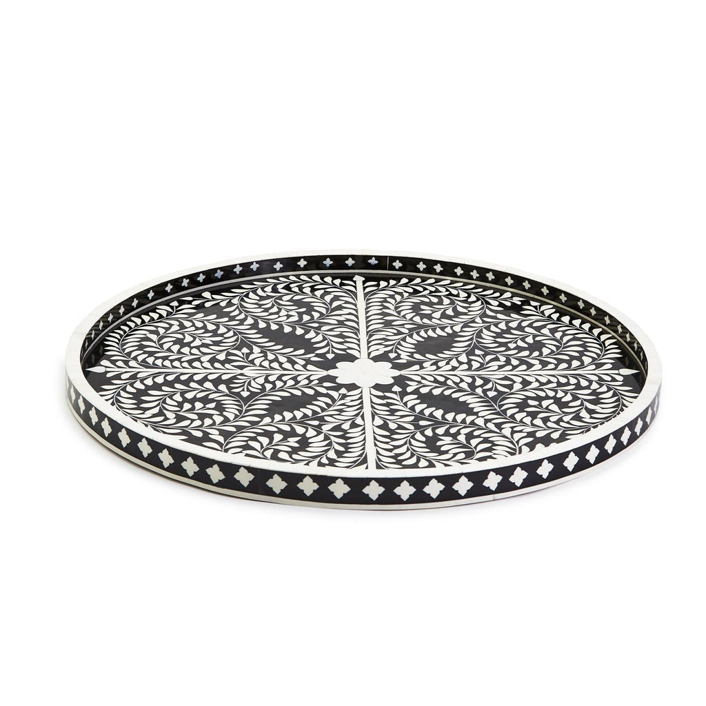 black and white decorative round serving tray 1