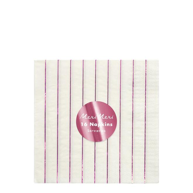 Metallic Pink Stripe Large Napkins By Meri Meri 2