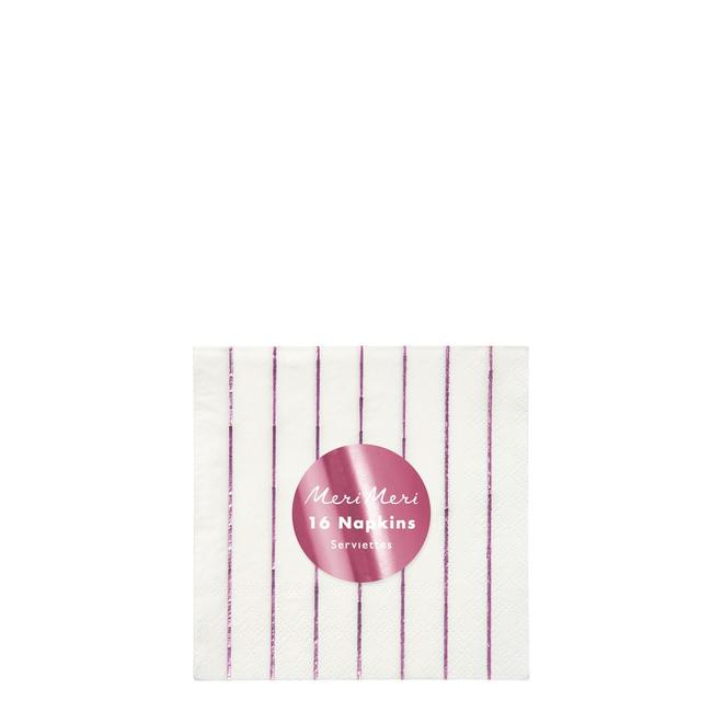 Metallic Pink Stripe Small Napkins By Meri Meri 2