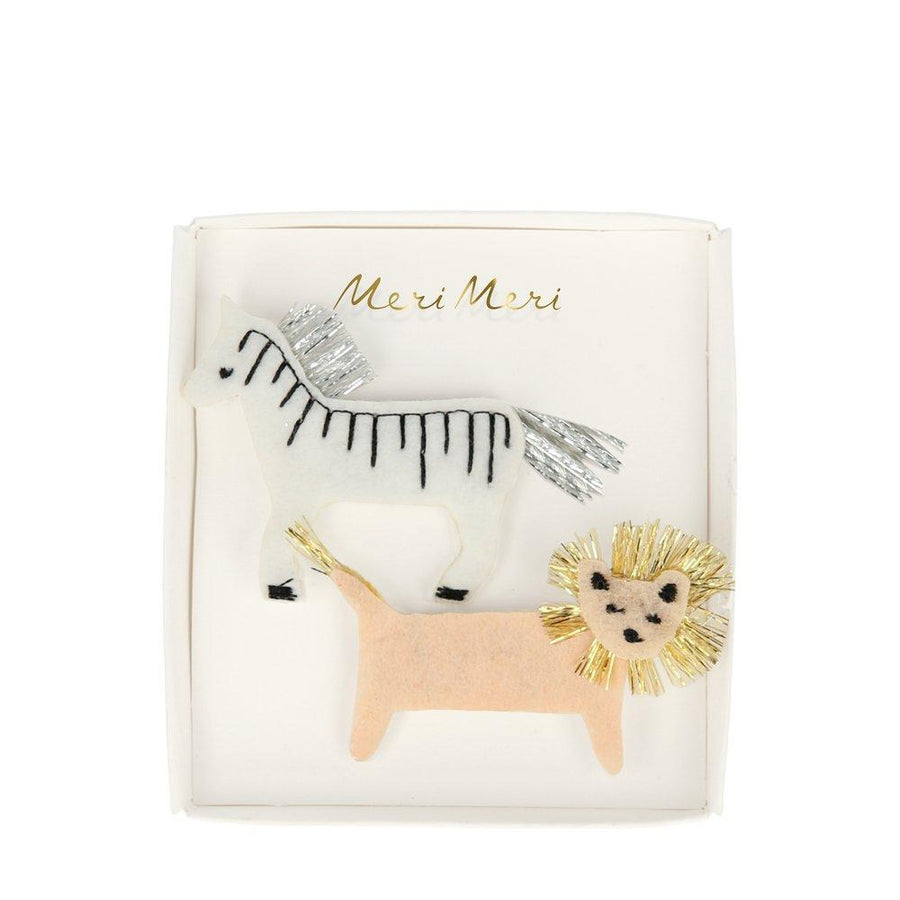 Zebra Lion Felt Hair Clips By Meri Meri 1