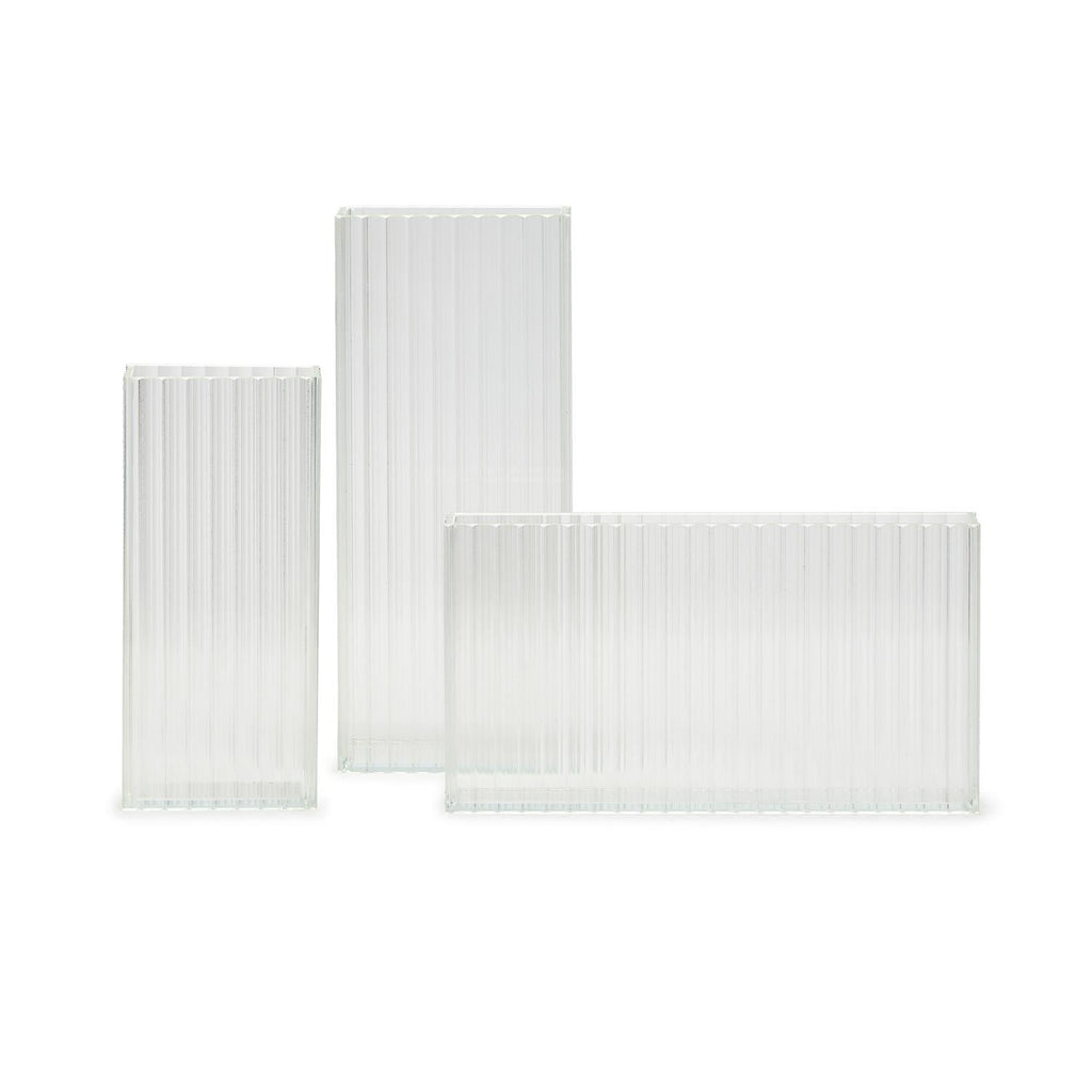 Reeded Ribbed Vases - Set of 3