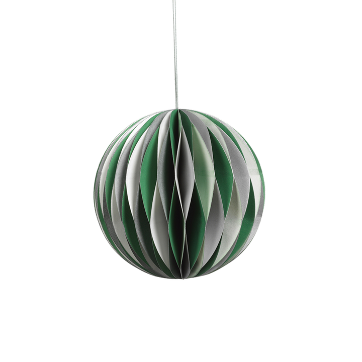 Wish Paper Decorative Ball Ornament Off White Dark Green And Silver In Various Sizes 1