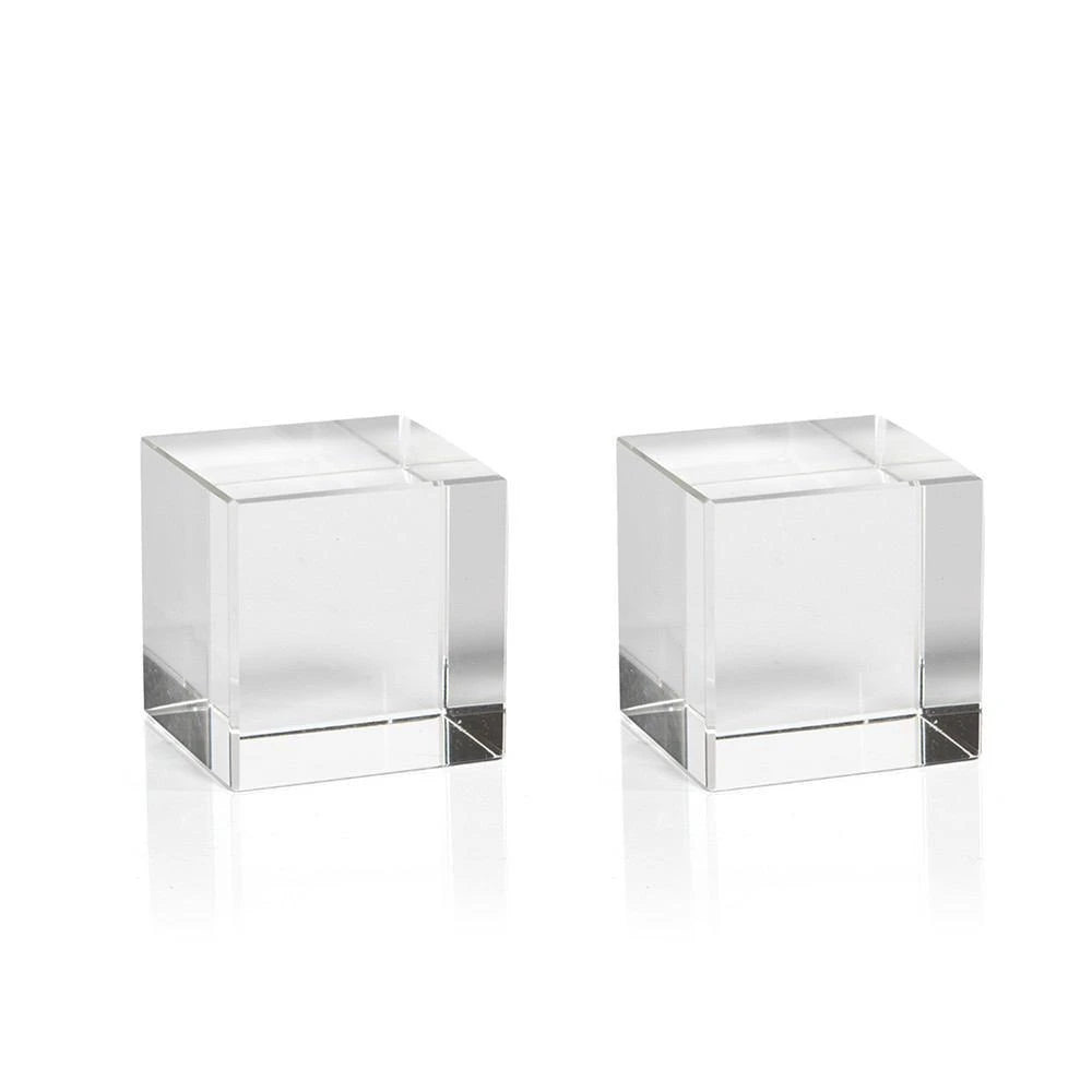Jacy Small Crystal Glass Straight Cube, Set of 2
