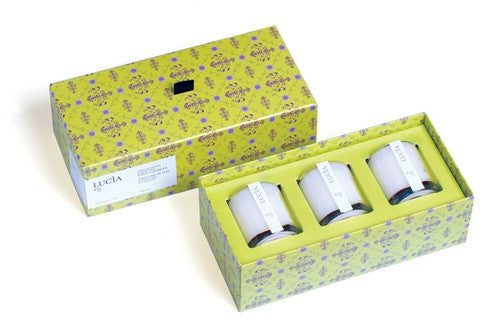 Lucia Thyme Flower & Coriander Votive Trio Set design by Lucia