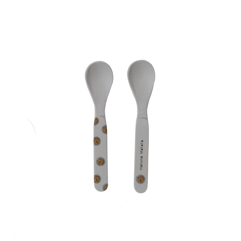 Lion Bamboo Spoon Set Grey By Oyoy 1