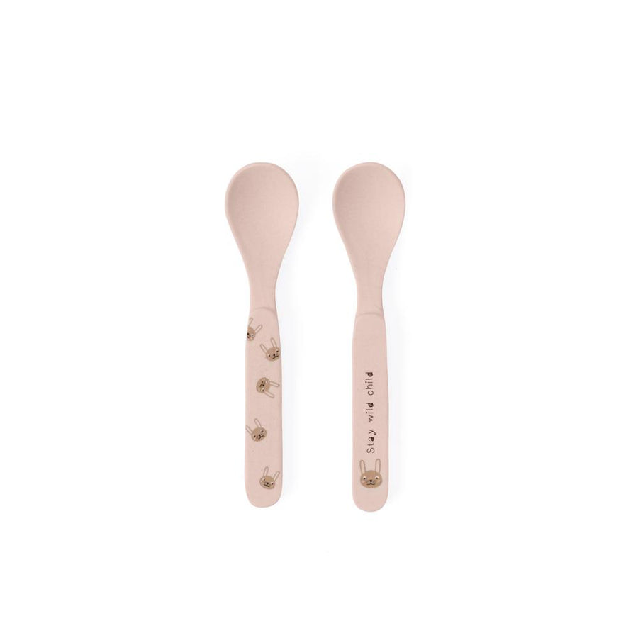 Rabbit Bamboo Spoon Set Rose By Oyoy 1
