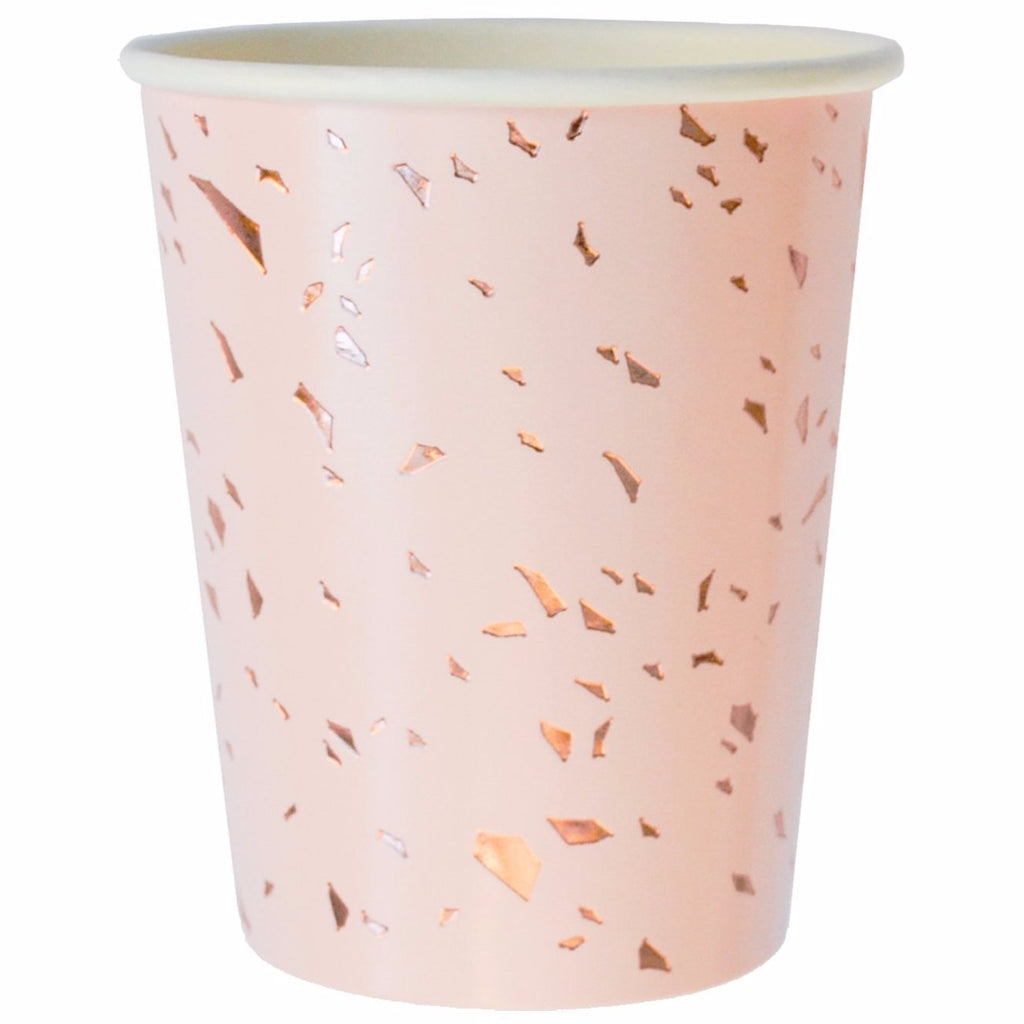 Set of 8 Manhattan Rose Gold Confetti Paper Cups design by Harlow & Grey