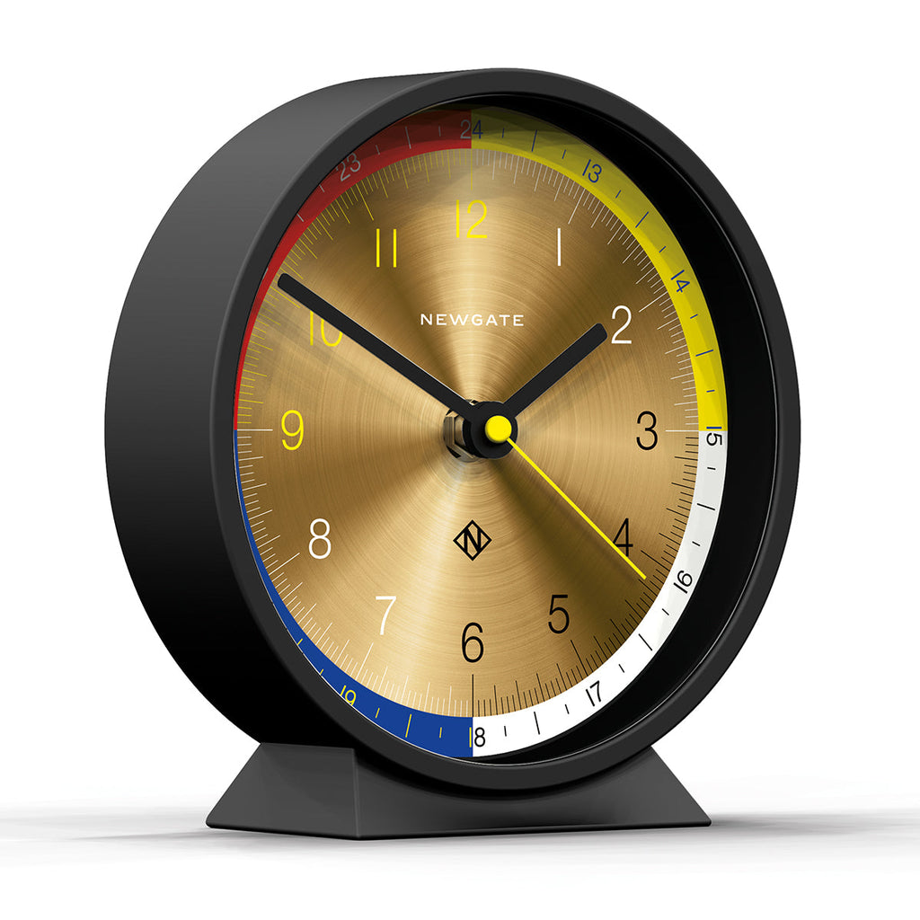 m mantel in cave black and spun brass dial design by newgate 2