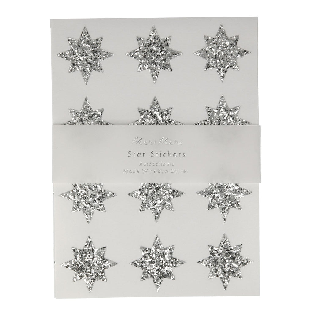 silver eco glitter star stickers by meri meri mm 225054 1