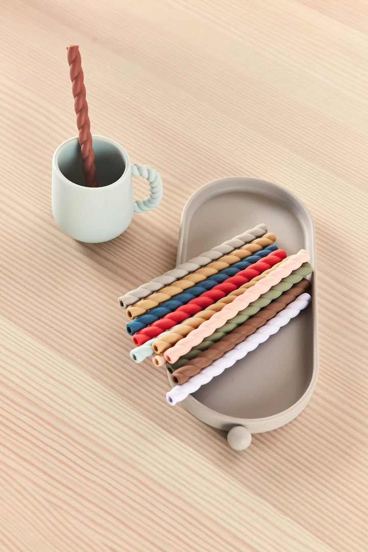 mellow silicone straw set caramel blue 2