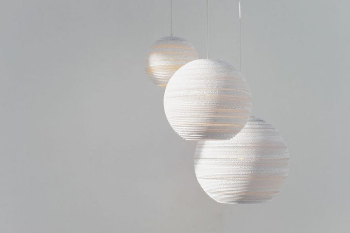 Moon Scraplight Pendant White in Various Sizes