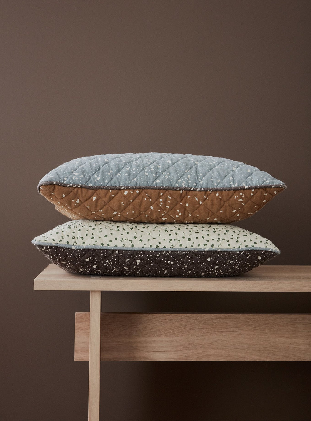 Quilted Aya Cushion Brown Offwhite By Oyoy 3