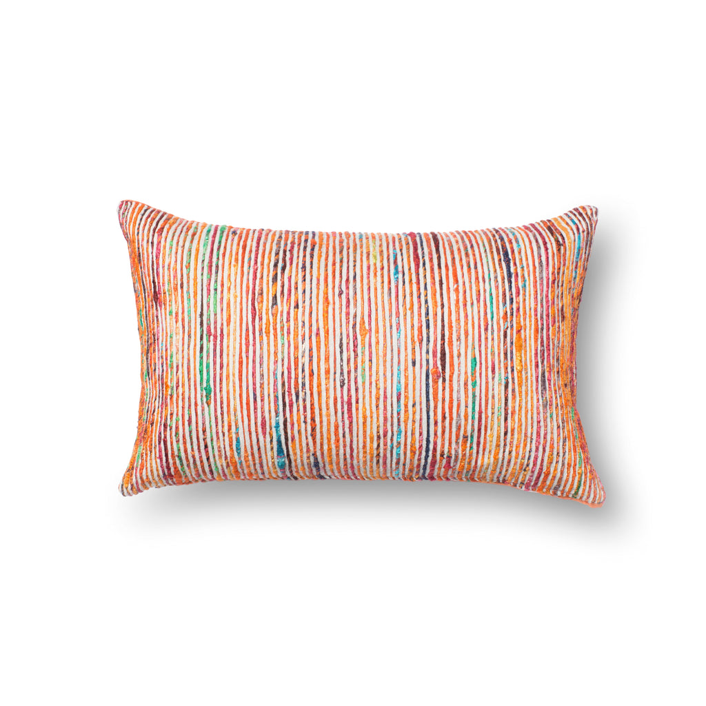 Recycled Sari Silk Pillow in Rust by Loloi