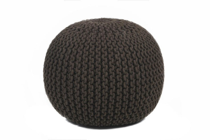 hand knitted contemporary wool pouf black design by chandra rugs 1