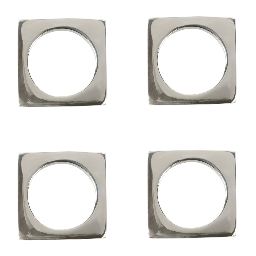 Set of 4 Modernist Napkin Rings in Silver Plated Brass design by Sir/Madam