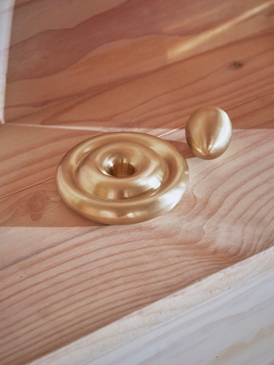 savi solid brass low candleholder in brushed brass 4