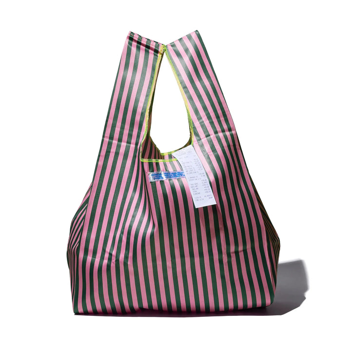 School Tie Fabric Bag - Dark Green x Pink