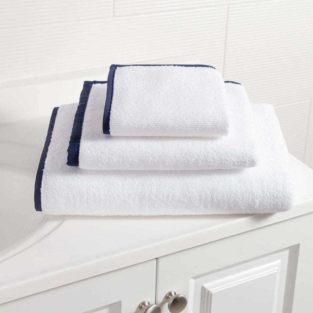 signature banded white indigo towel by annie selke sbwibs 1
