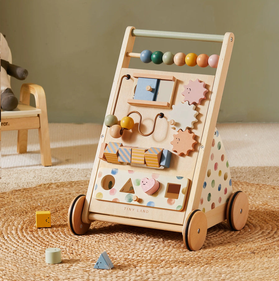 Tiny Land® Versatile Natural Wooden Baby Walker 1