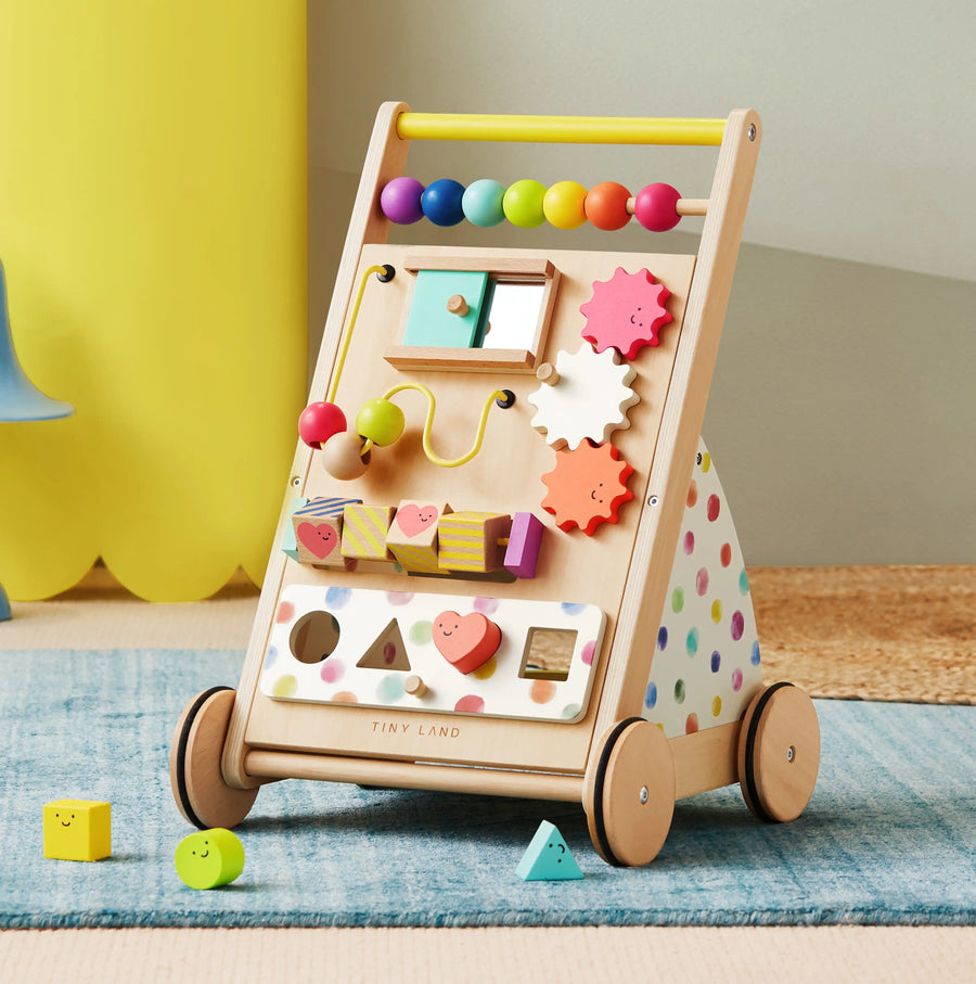Tiny Land® Premium Natural Wooden Activity Walker 1