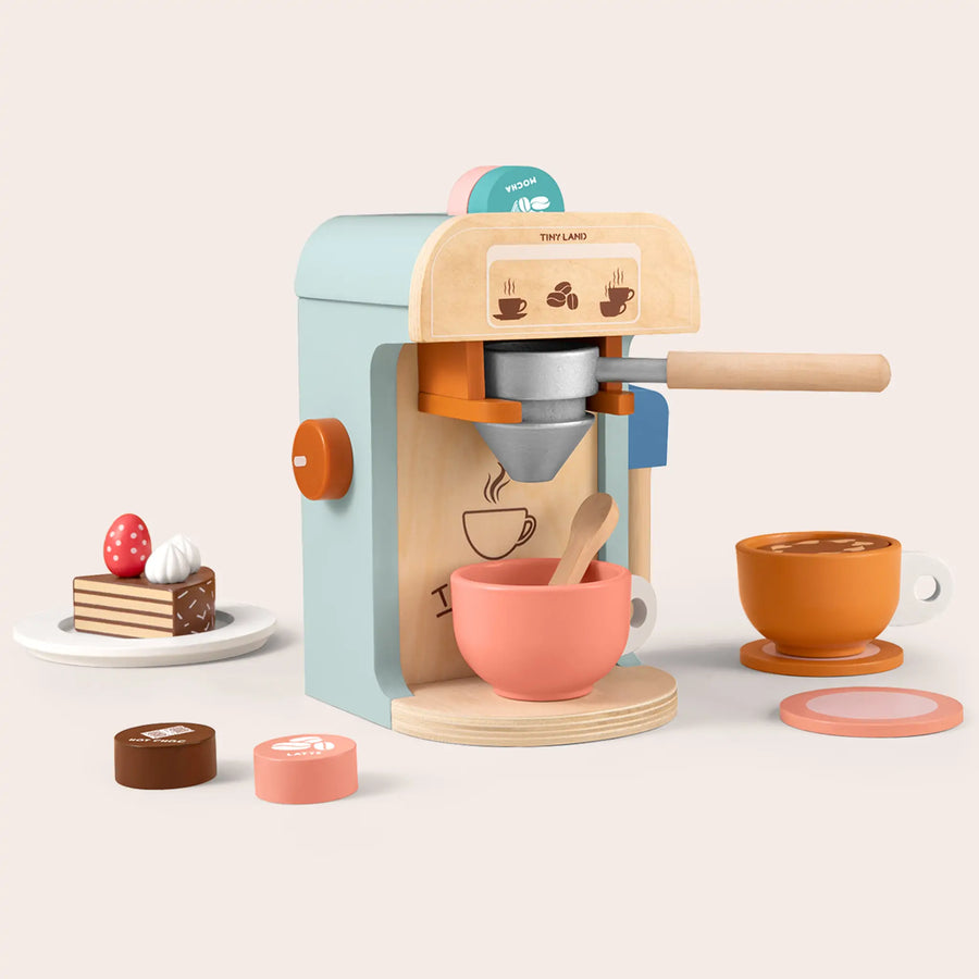 Tiny Land® Play Kitchen Accessories Children S Coffee Maker Wooden Kids Play Coffee Maker Set 1