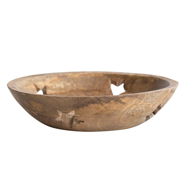 Mango Wood Bowl with Star Cut-Outs