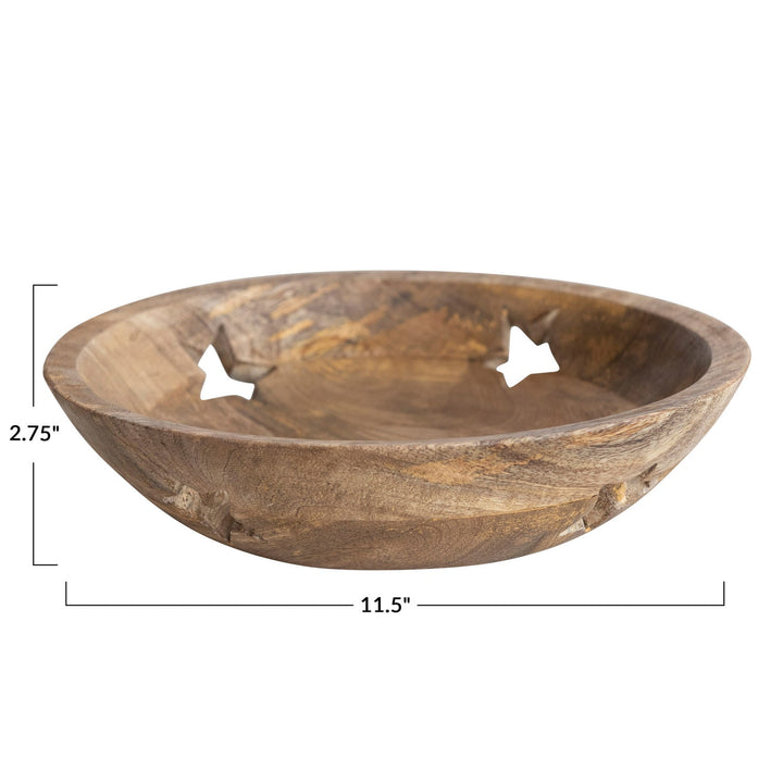 Mango Wood Bowl with Star Cut-Outs