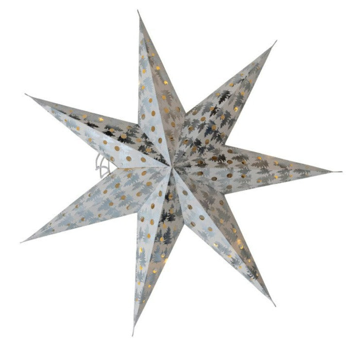 Recycled Paper Star Ornament W Led Light String 4